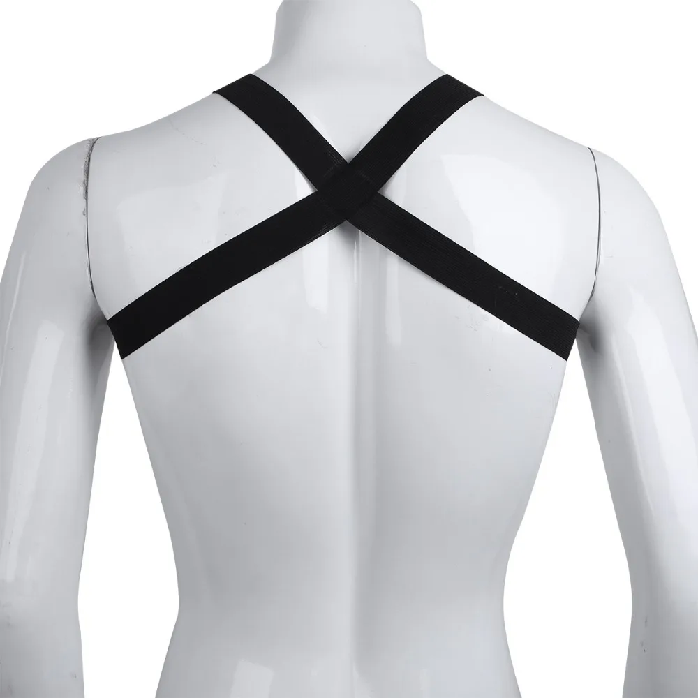 TiaoBug Hot Mans X-Shape Back Elastic Shoulder Chest Muscle Harness Belt Punk Costume Strap For Exercise or club Free Size