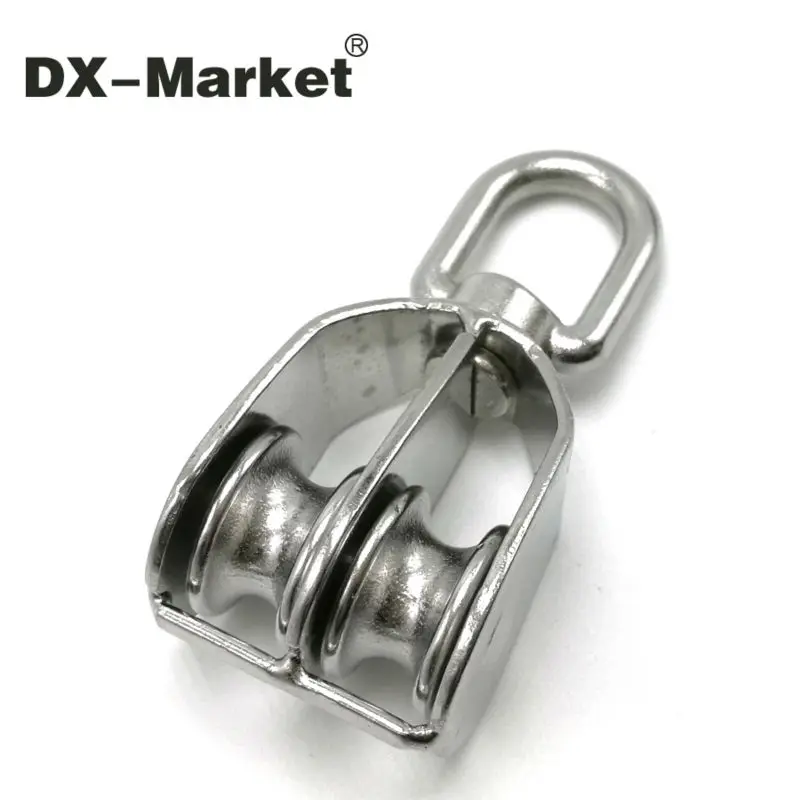 m100 ,  sus304 Stainless Steel double Wheel Swivel Lifting Rope m100 Pulley Block ,Heavy Duty Steel double Pulley Block