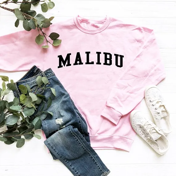 

Skuggnas Malibu Sweatshirt Long Sleeve California HoodieTumblr Sweatshirt Casual Top grunge goth harajuku aesthetic clothes