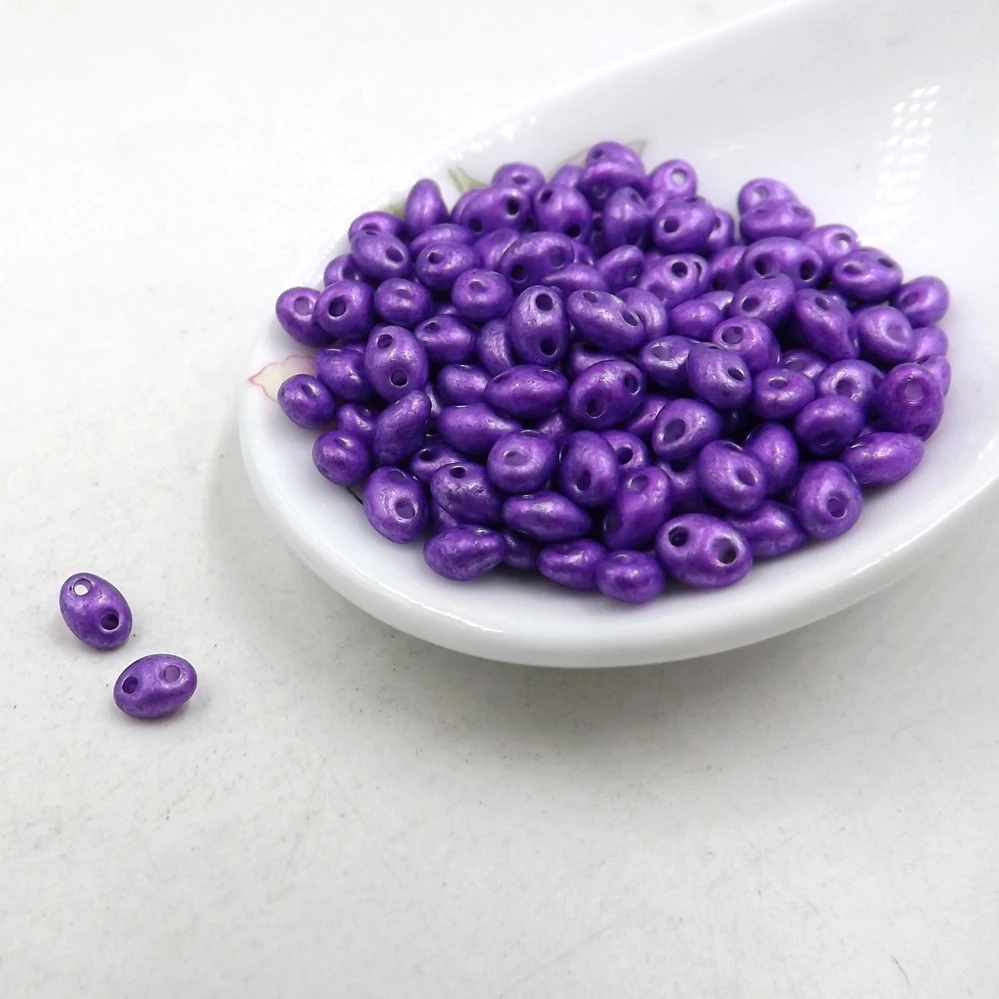 Hot new 5x2.5mm Luster Czech Glass Seed Beads Two Hole 240pcs violet
