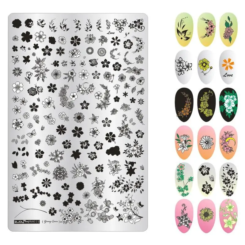 9.5*14.5cm Stainless Steel Template Flower Pattern Rectangle Nail Stamping Template Manicure Nail Art Stamp Image Plate