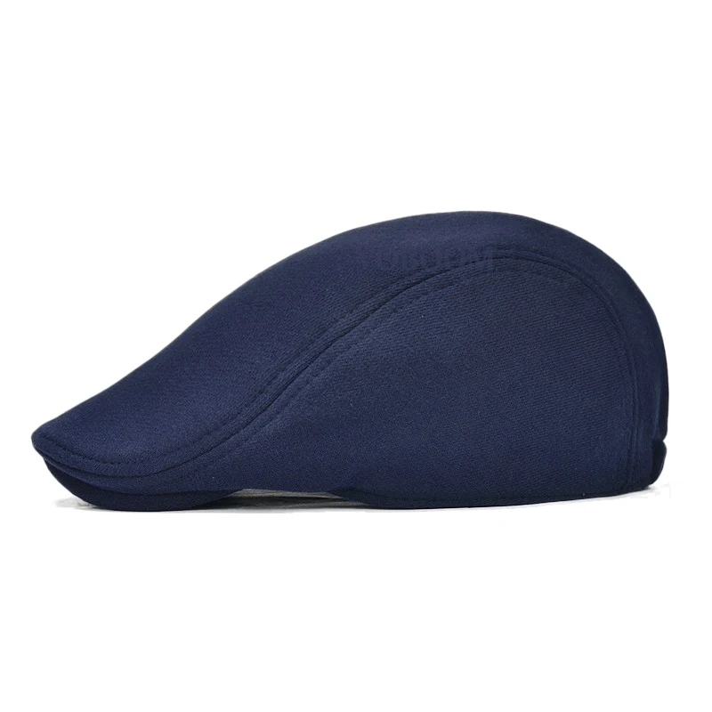 Cotton Men Navy Blue Women Soft Beret Flat Cap Driver Retro Vintage Soft Casual Baker Newsboy Caps Cabbie Hat 312