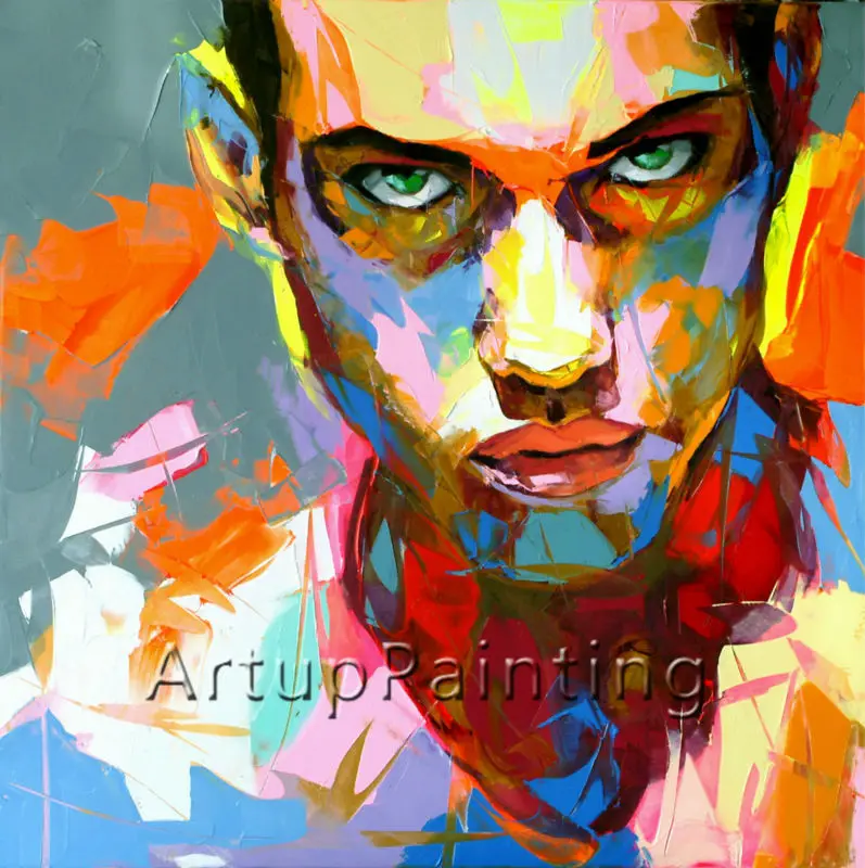 

Palette knife face painting portrait oil painting Impasto figure on canvas Hand painted Francoise Nielly man face art for decor