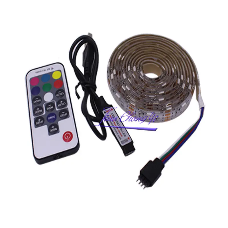 USB DC5V LED Strip Light 5050 2835 SMD RGB Bar TV White Lighting Kit + 3key / 17Key RGB USB Remote Control