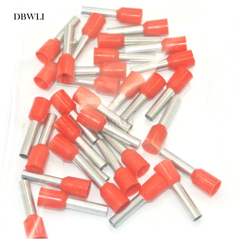 100pcs Pure Copper  E0508 E1008 E1508 E2508 E4009 E6012  Bootlace cooper Ferrules WireCrimp Connector Cord Pin End Terminal