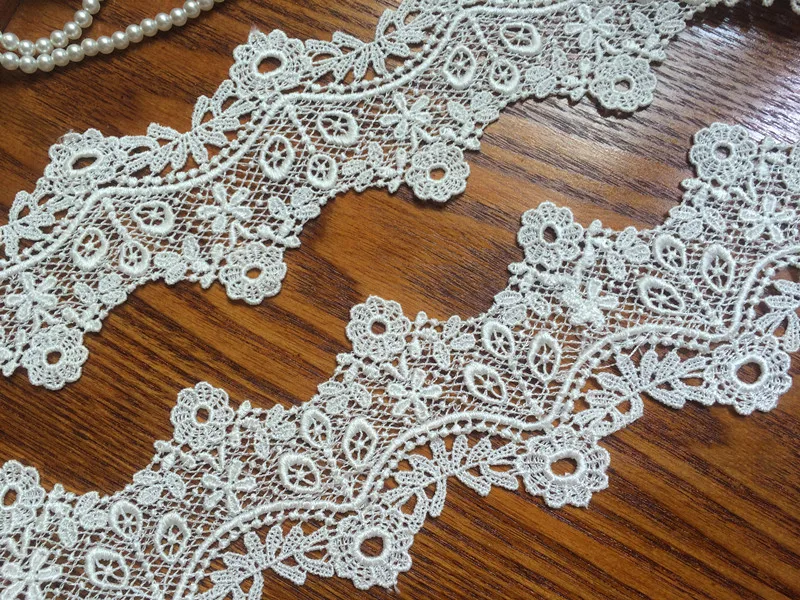 

10 meter 6cm 2.36" wide ivory water soluble embroidery lace trim ribbon for garment dress SM6L11D58