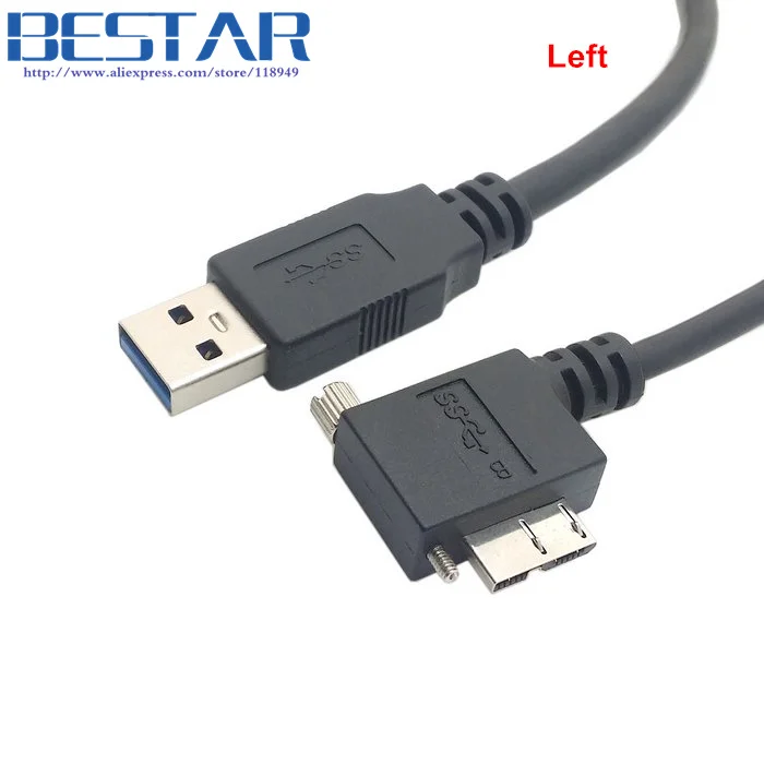 90องศาขวาและซ้ายและขึ้นและลงมุมM Icro USB 3.0 Bล็อคสกรูติดไปยังUSB 3.0 USB3.0ประเภทชายสายเคเบิลข้อมูล1.2เมตร3เมตร5เมตร