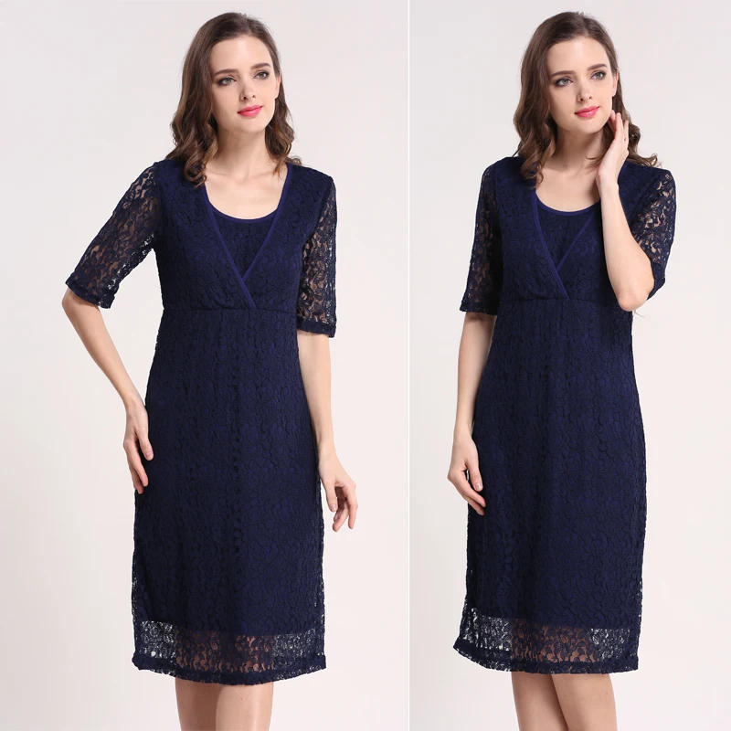 Lace Maternity Clothes Dress Party Maternity Dresses Breastfeeding Nursing Dress for Pregnant Women Work Wear Photo Dress