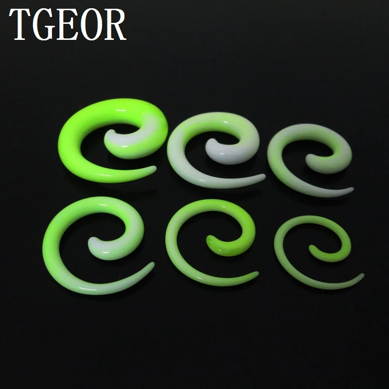 FREE SHPPING piercing body jewelry ear expander Charm 1pair gauges double color spiral acrylic ear taper HIGH QUALITY