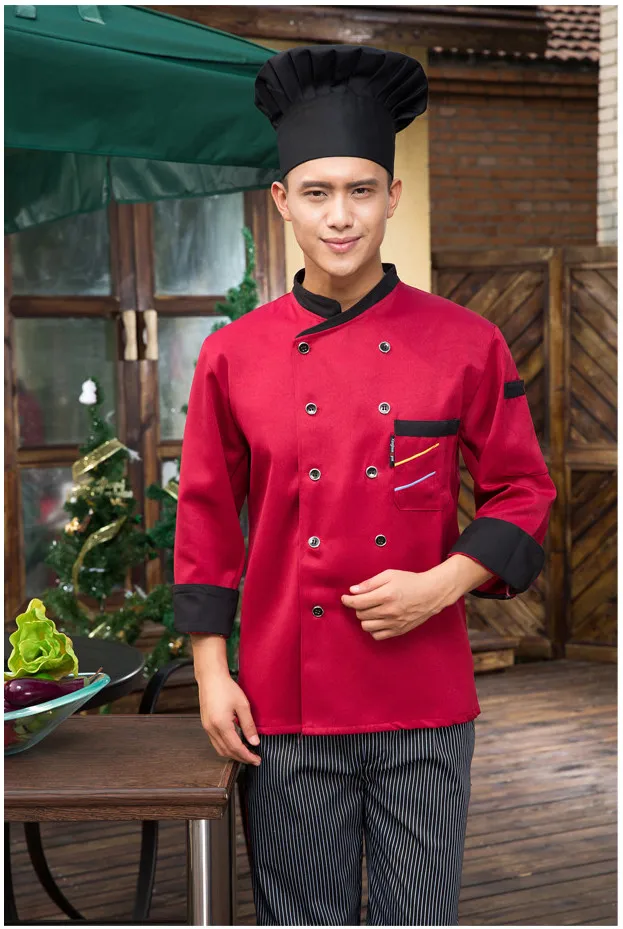 Nieuwe collectie Lange mouwen herfst hotel chef uniform chef jasje dragen double breasted chef kleding mannen en vrouwen Food Service