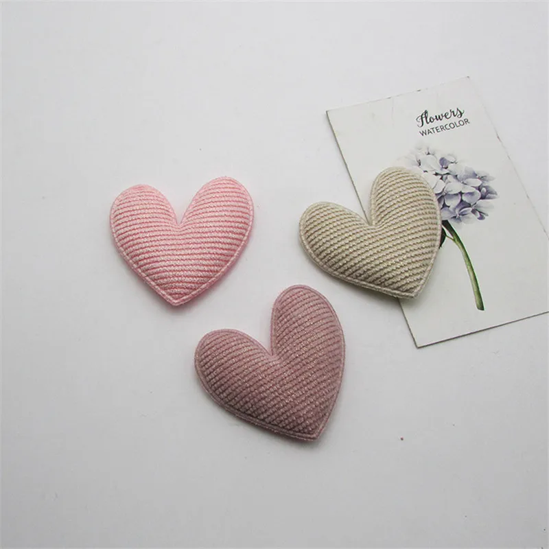 30 pz/lotto 5cm Stripe Heart Pads patch Appliques per abiti artigianali forniture per cucire accessori per fermagli per capelli fai da te