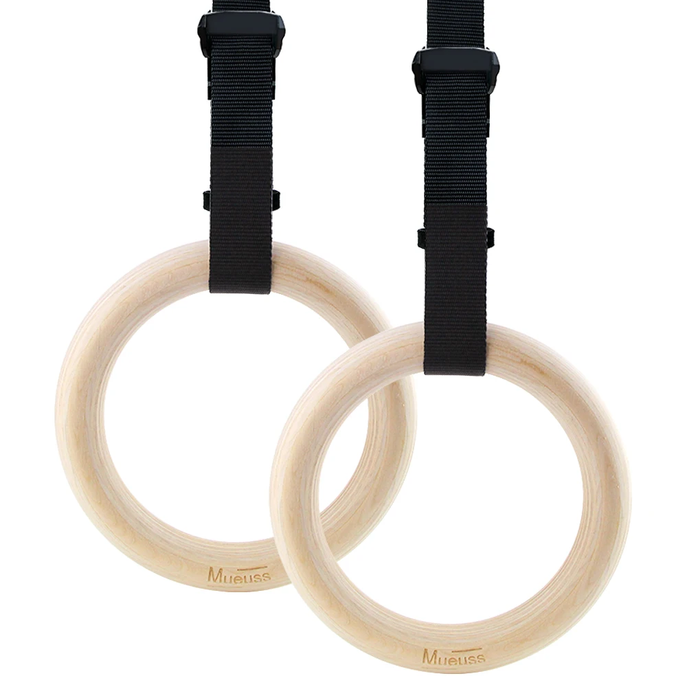 Wood Gymnastic Workout Rings for Home Gym and Cross Fitness, Great for Your Muscle Ups, Pull Ups, Strength Training