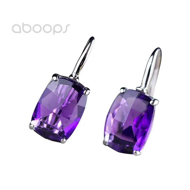 

925 Sterling Silver Leverback Earrings with Amethyst for Women Girls,Free Shipping