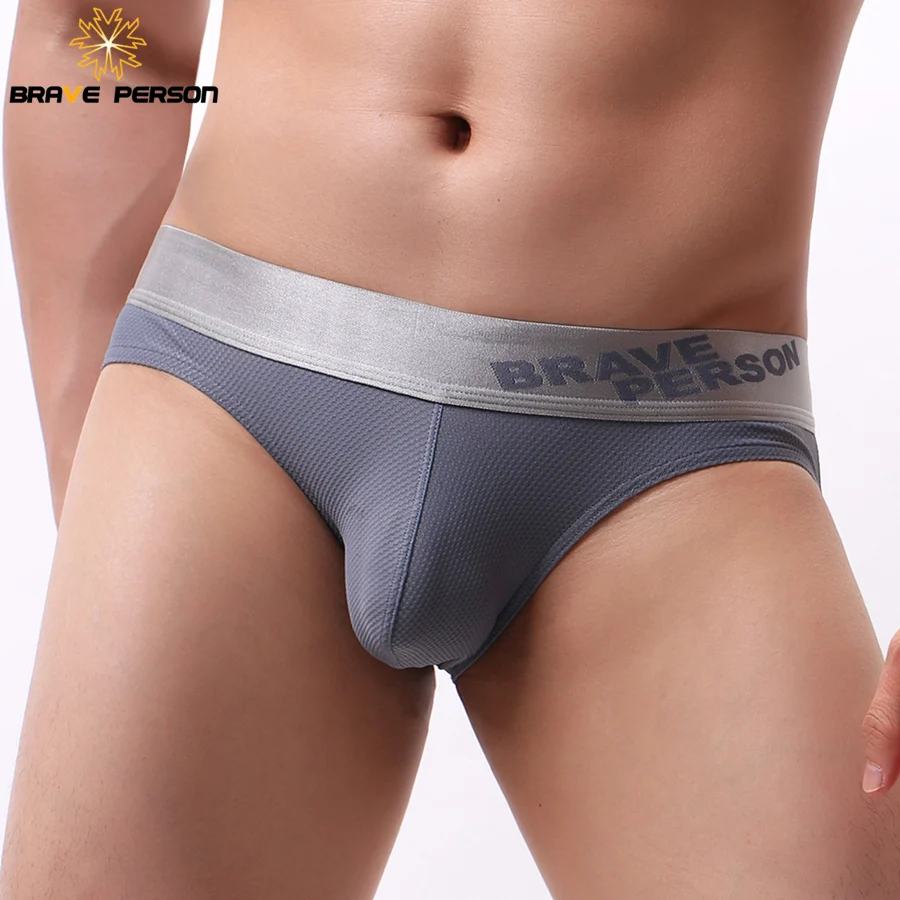 BRAVE PERSON Men\'s Underwear Nylon Mesh Breathable Solid Color Men Briefs Low waist Sexy Underwear Briefs For Man