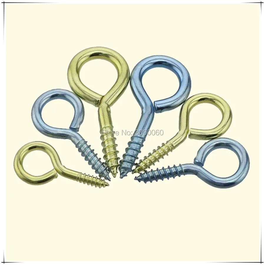 10#(ST4.8) 12#(ST5.2) 14#(ST5.9) Plated Carbon Steel Light  Hooks Eye 고리나사 Self Tapping Thread Screw With Rings 200pcs/Lot