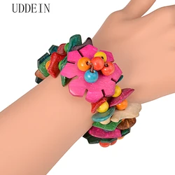 UDDEIN one direction strand bracelets for women vintage ethnic customs bohemian jewelry handmade bib beads flower wood bracelet