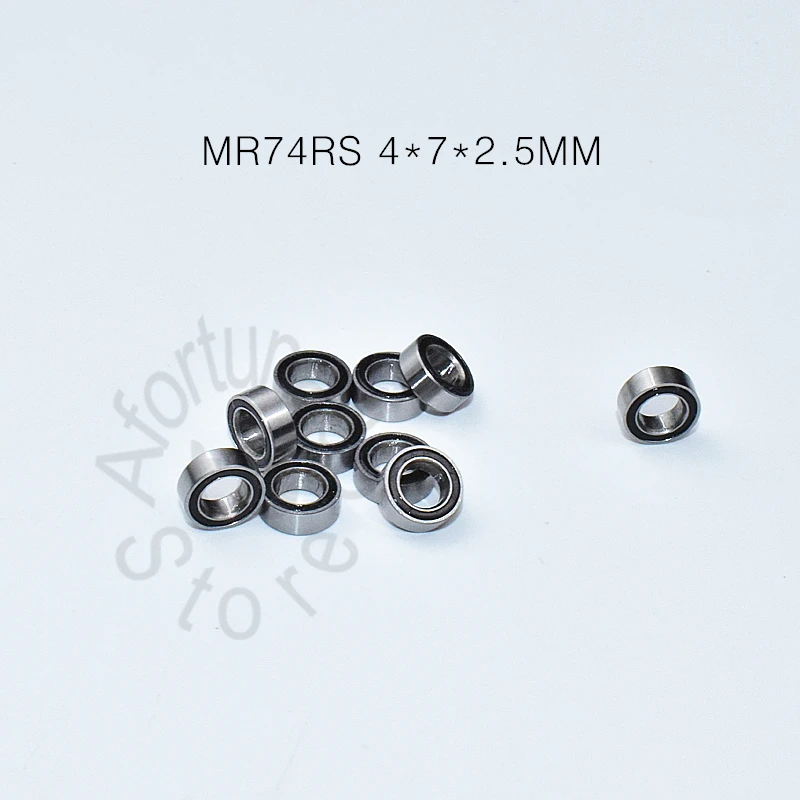 MR74RS 4*7*2.5(mm) 10pieces free shipping bearing ABEC-5 Rubber Sealed Miniature Mini Bearing MR74 MR74RS chrome steel bearing