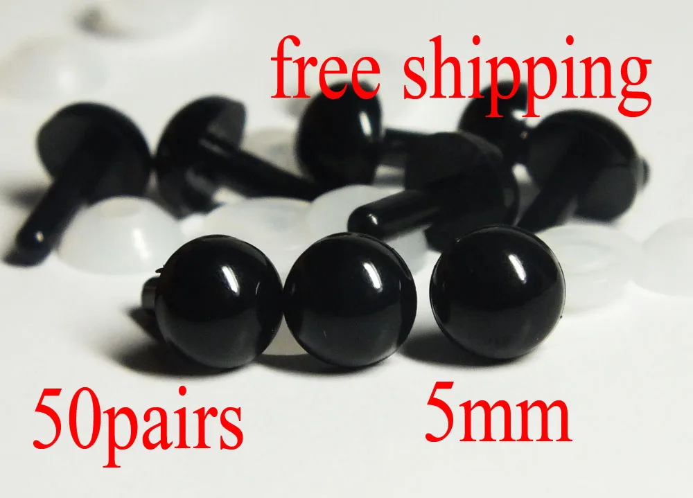 Free Shipping!!! 5 Mm Plastic Eyes Black Amigurumi / Animal / Plastic / Craft Safety Eyes --50pairs