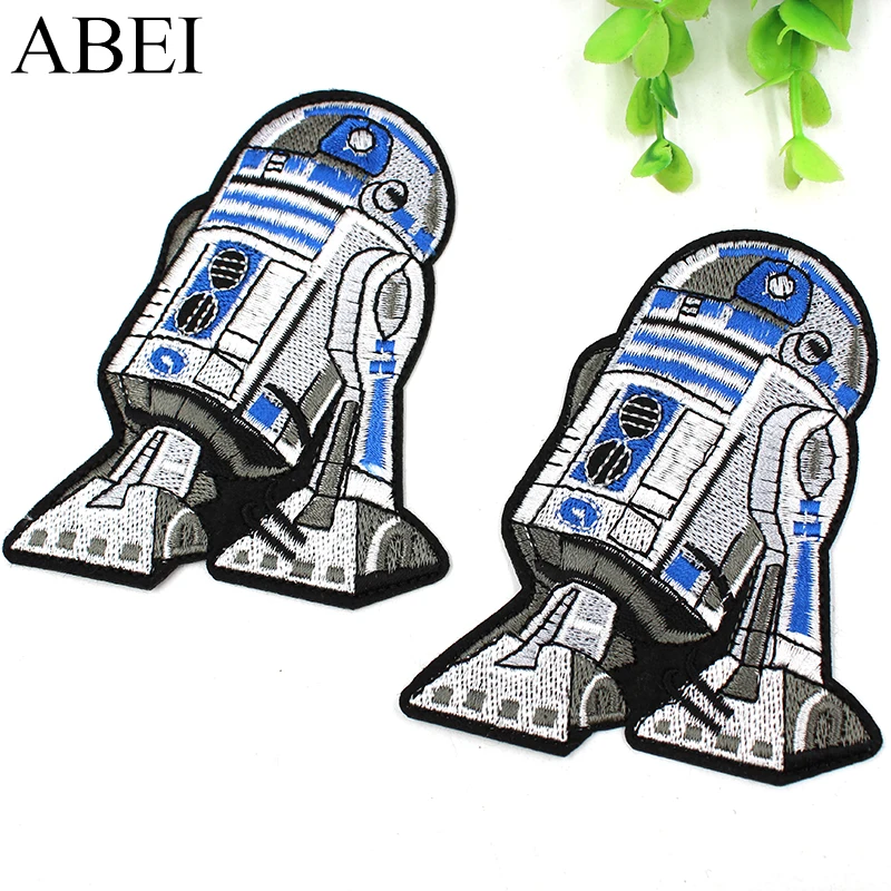 Pegatinas de Robot para planchar, parches de Alien bordados para ropa, Jeans, bolsos, abrigos, insignias, apliques de ropa, 8,2x10cm, lote de 5 unidades