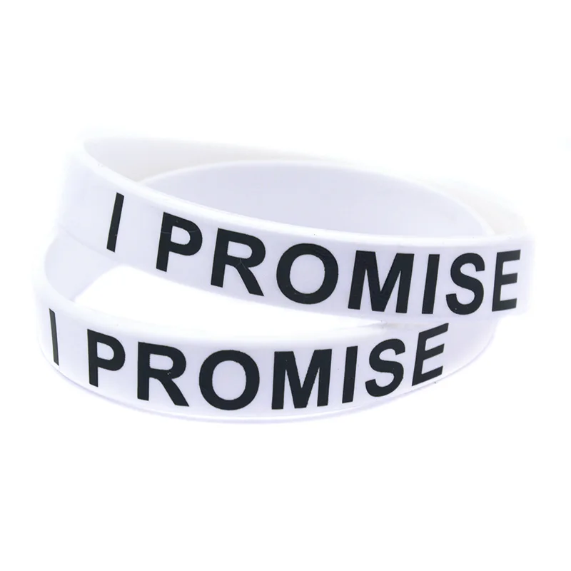 50 Stück I Promise Silikonkautschuk-Armband, motivierende Sport-Gummi-Armbänder, Unisex – Detail 5