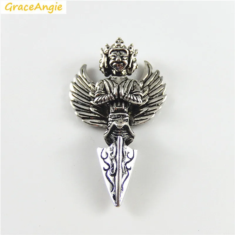 GraceAngie 1PC Thailish Buddha Shape Antique Religion Alloy Pendant DIY Jewelry Necklace Bracelet Name Tag Accessories