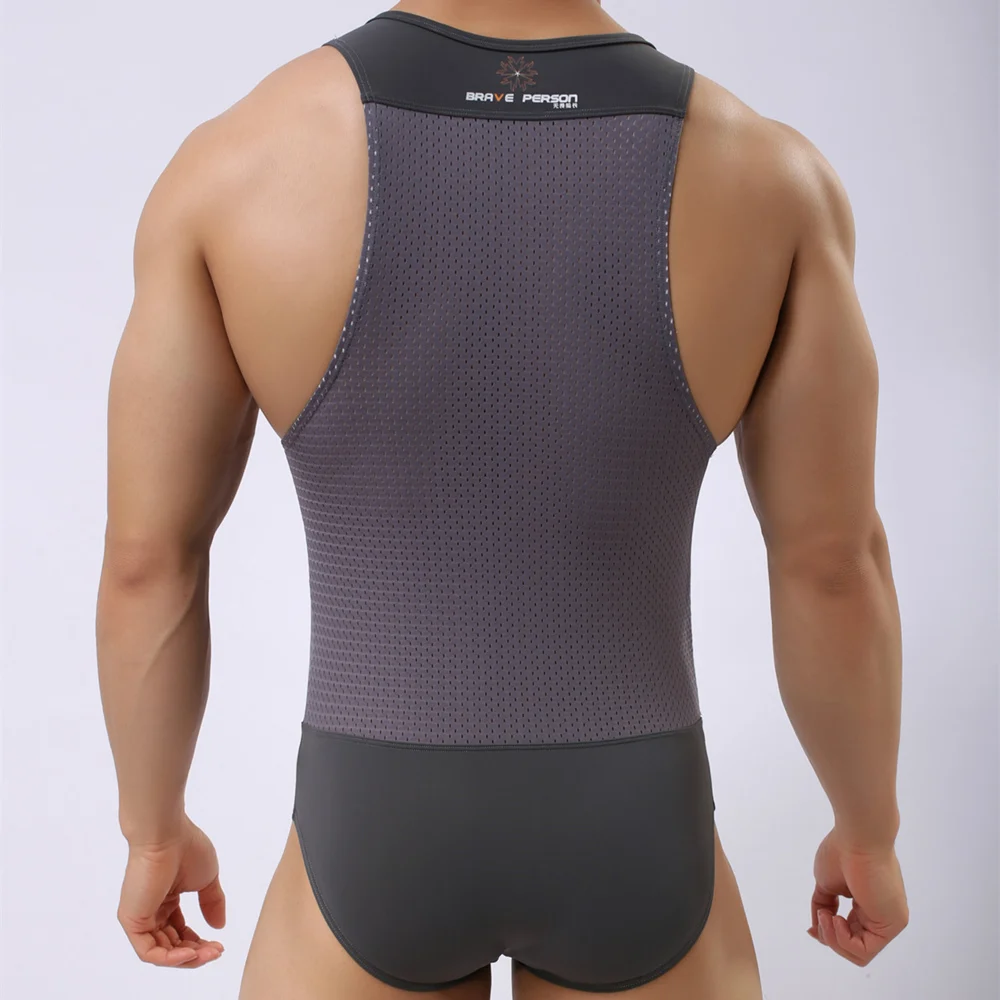 Brave Person Bodysuits Men High Elasticity One-piece Shapers Men\'s Leotard Slim Corrective Body Building Men Singlet Underwear