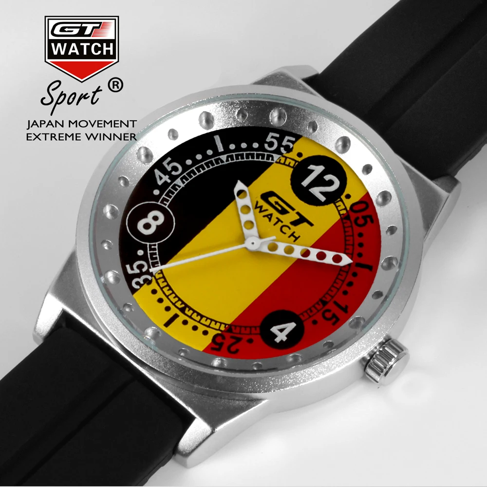 Gt Horloge Mannen Mode Merk Horloges Duitsland Vlag F1 Sport Horloges Siliconen Band Quartz-Horloge Relogio Masculino Reloj Hombre