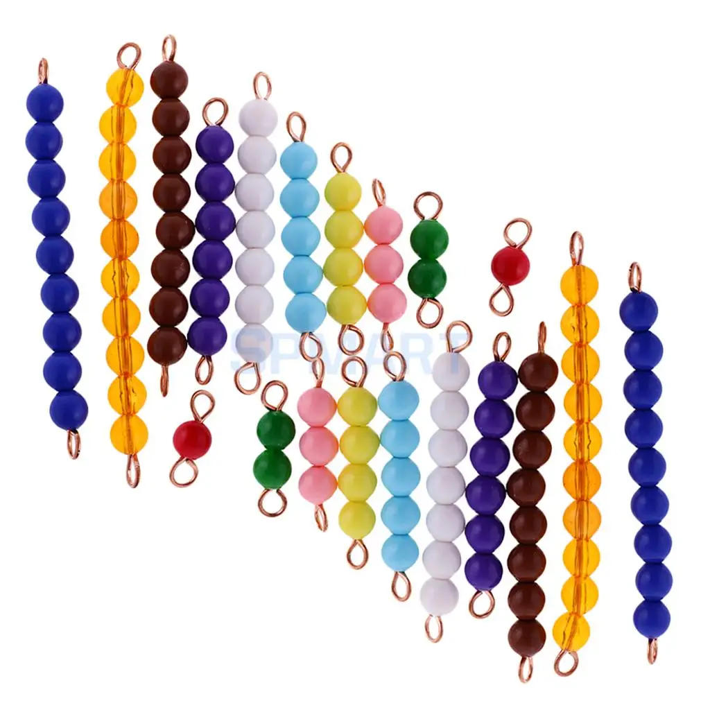 Montessori 20 peças grânulos barras 1-10 números miúdo sistema decimal aprendizagem matemática