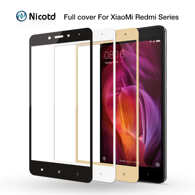 

Nicotd Tempered Glass For Xiaomi Redmi 4X Full cover Screen Protector Film for Xiomi redmi Note 5 pro 6A 6 pro 5 plus Note 5A 4X