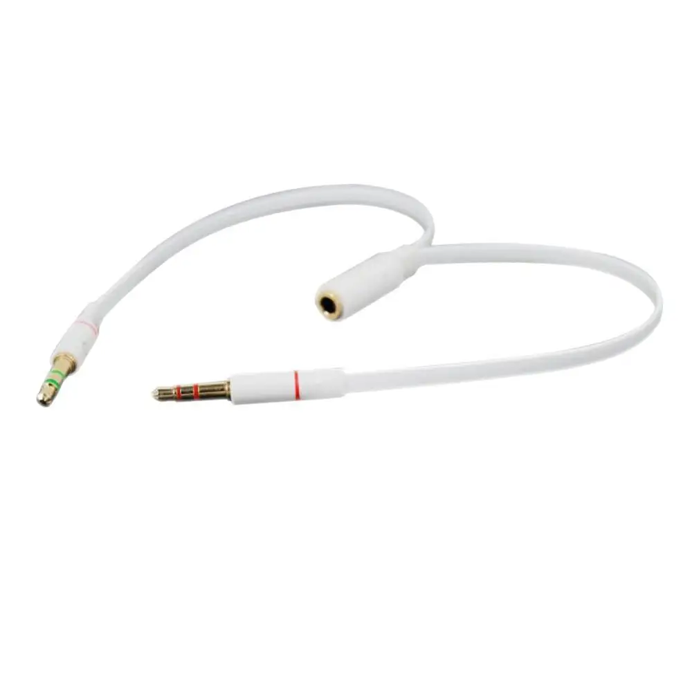 3.5 mm Black White Headphone Earphone Audio Cable Micphone Y Splitter Adapter 1 Female to 2 male Connected Cord To Laptop PC