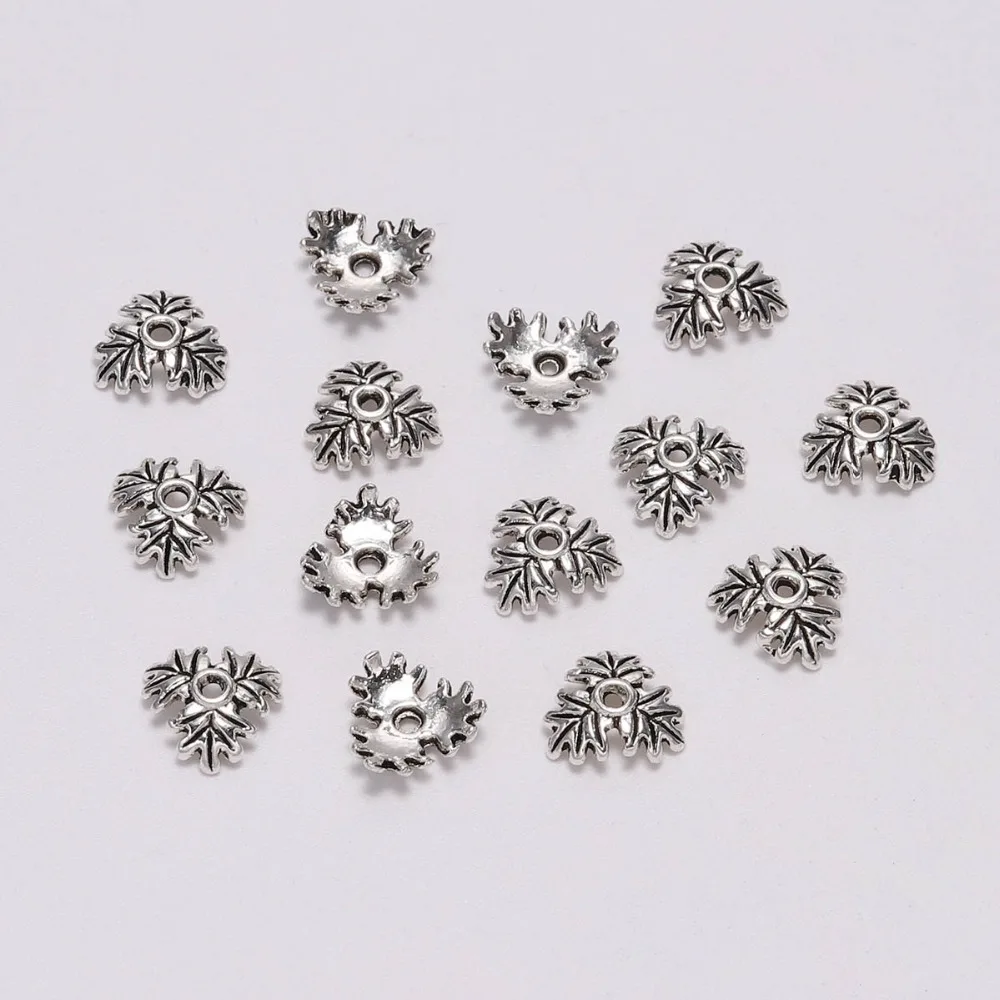 50pcs Clovers 10mmTibetan Antique Bead End Caps Receptacle Flower Torus Diy Spaced Apart Jewelry Findings Accessories