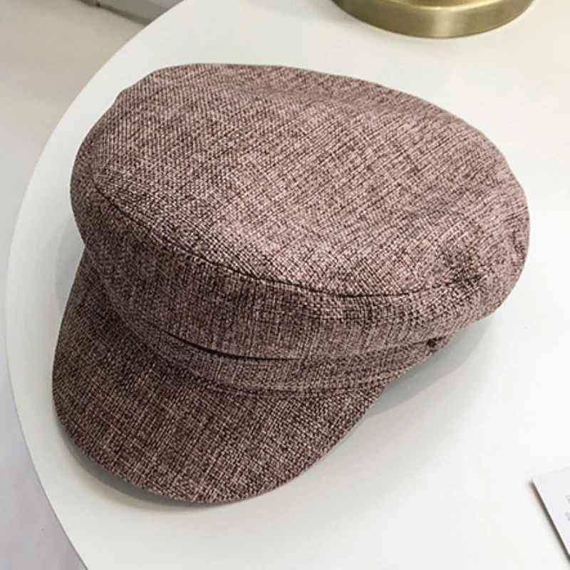 HT2331 Beret Cap Vintage Men Women Cap Hat Spring Autumn Linen Flat  Cap Artist Painter Sailor Captain Caps Casual Berets