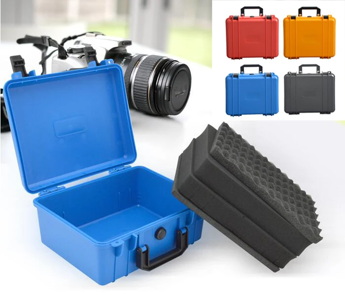 280x240x130mm Safety Instrument Tool Box ABS Plastic Storage Toolbox Sealed Tool case With Foam Inside 4 color