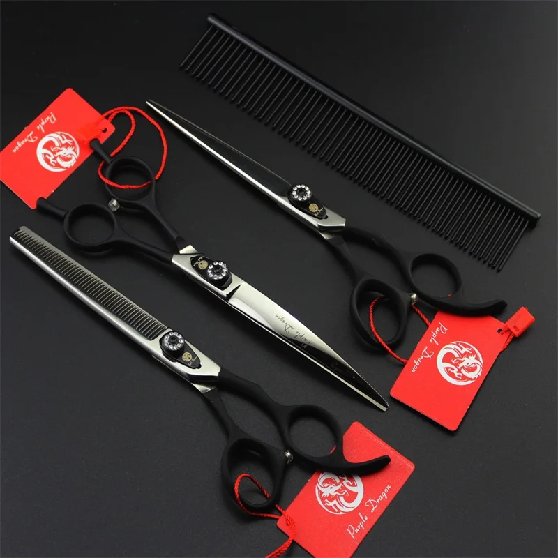 

Professional Japan 440C 7.0 inch Pet Grooming Scissors Set Straight & Curved & Thinning Shears Animals Hair Cutting Tools Kit