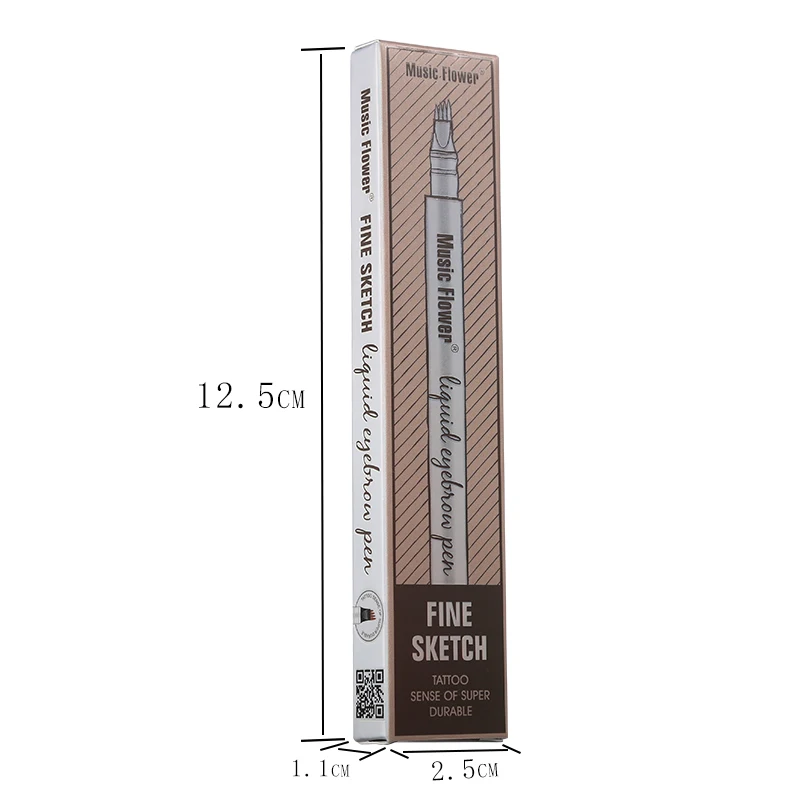 Pincel líquido para sobrancelha 4 cores, pincel líquido à prova d'água para traço fino e maquiagem à prova de manchas