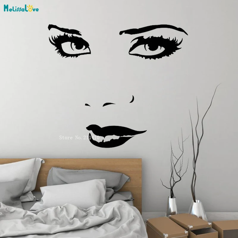 Charming Eyes Wall Vinyl Decals Super Sexy Girls Look Lips Beauty Salon Amazing Art Home Decor Removable Poster YT1651