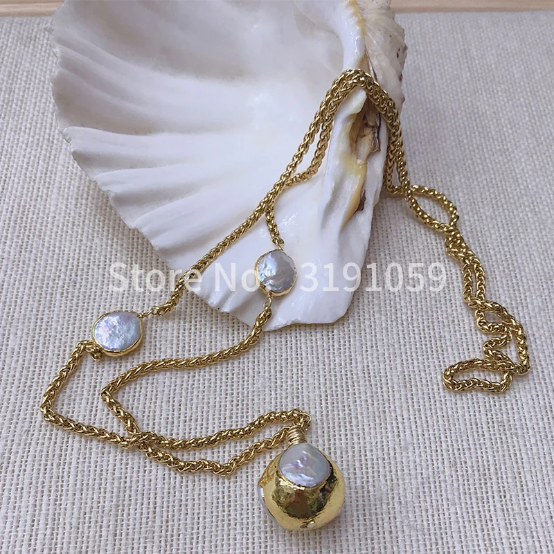 2018 new classic natural pearl necklace with long European and American sweater chain is simple for female students