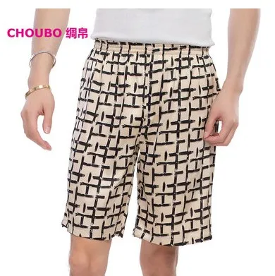 Large size Silk, male, air, loose, plaid, shorts, waist, trousers and thin trousers.2022