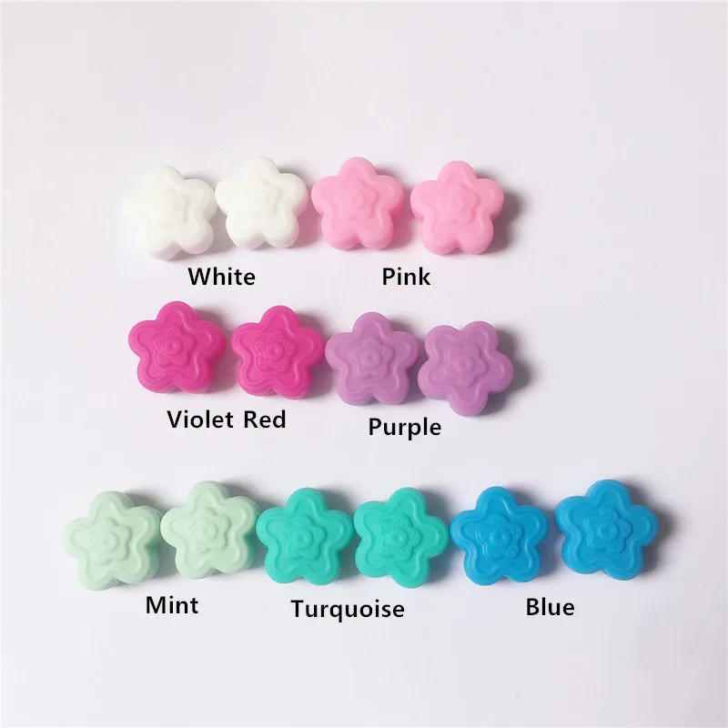 Chenkai 100PCS BAP Free DIY Silicone Star Flower Teether Beads Baby Chewing Pacifier Jewelry biting Toy Necklaces Accessories