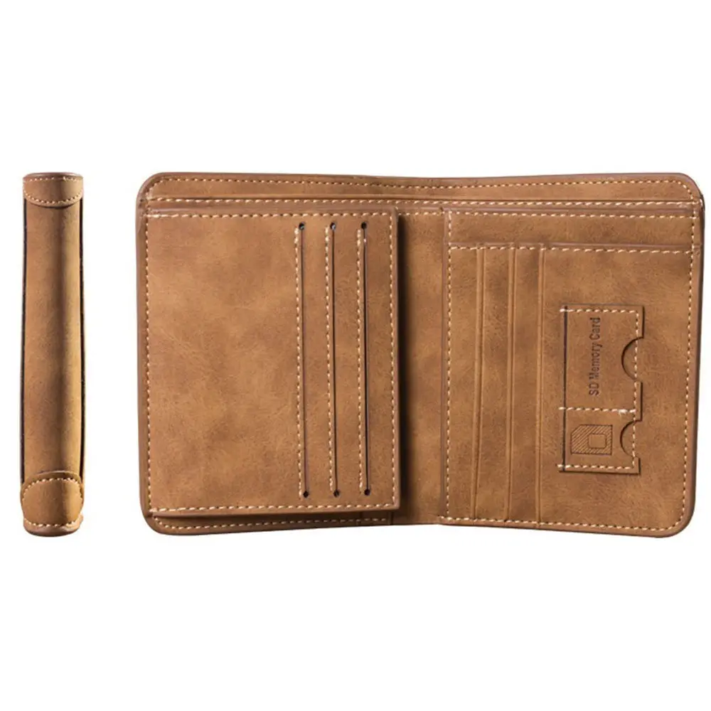 Homens de luxo macio carteira de couro bifold, titular do cartão de crédito, curto, fino, bolsas masculinas, grampo de dinheiro