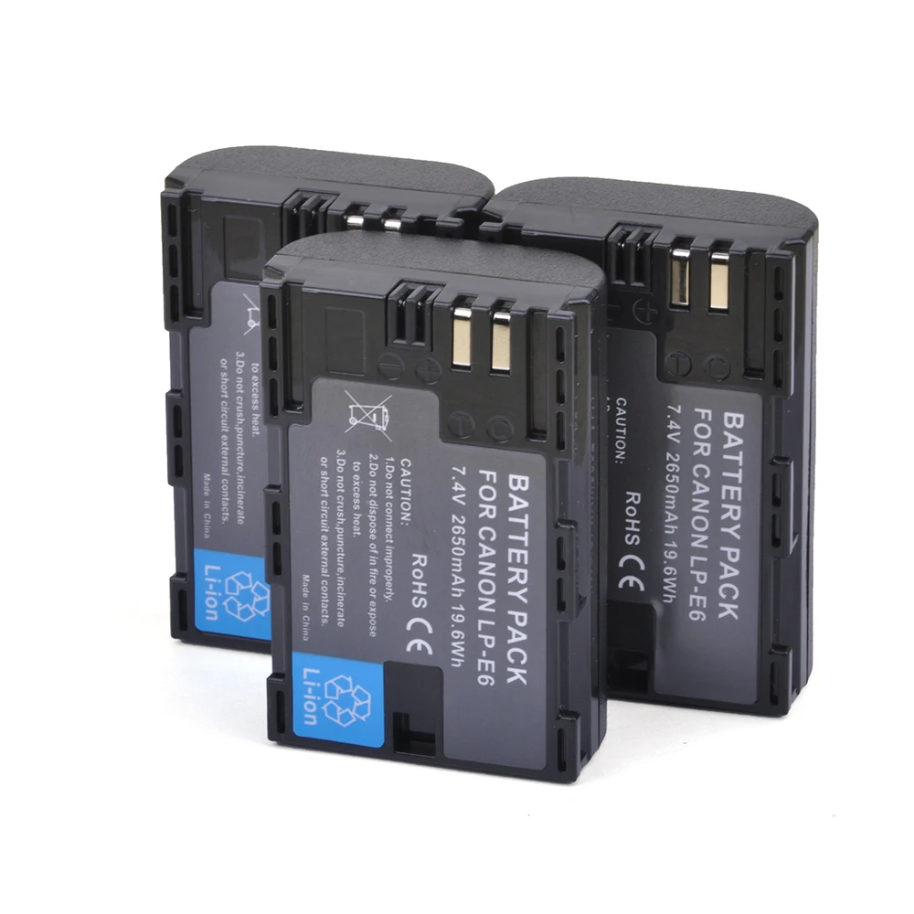 DuraPro 3pc 2650mAh LP-E6 LPE6 LP E6 5DS R 5D LP-E6N Bateria Da Câmera Para Canon EOS Mark II Mark III 6D 3 5D 7D 60D 60Da 70D