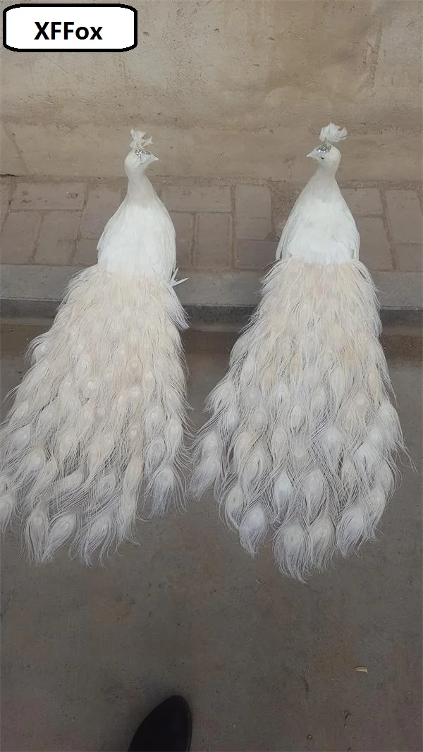 a pair of white real life peacock models foam&feather simulation beautiful peacock bird gift about 80cm xf0321