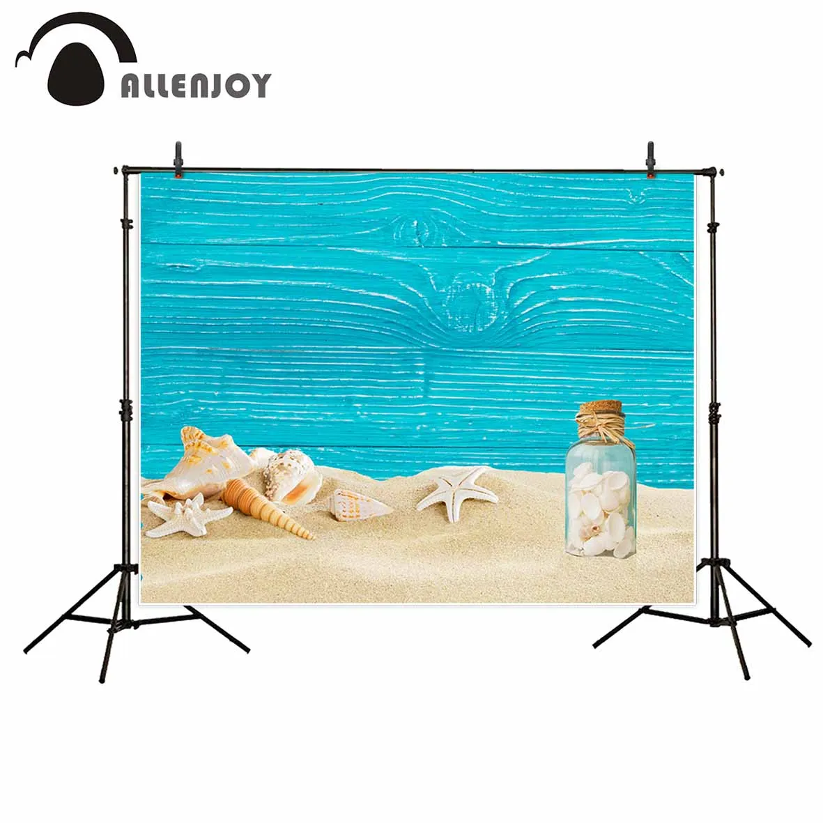 Allenjoy newborn photography background Blue Wood board Beach shell drifting bottle backdrop photocall photo printed customized