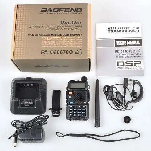 2 개 Baofeng UV-5R 듀얼 밴드 UHF/VHF 라디오 RF 5W 출력 새로운 버전 + 미국 재고