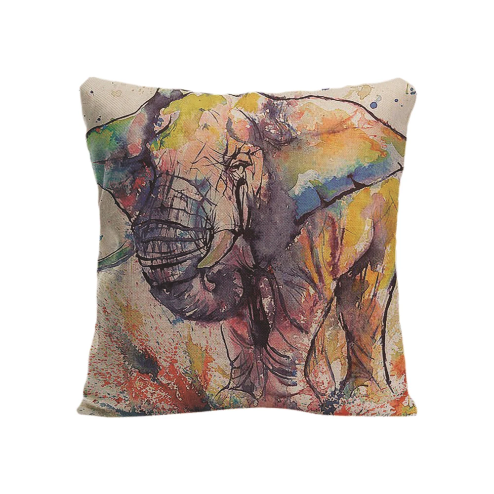 

Cushion Cover Animal Cotton Linen Tiger Horse Cushion Elephant Home Decorative Car Sofa Throw Pillow Cover