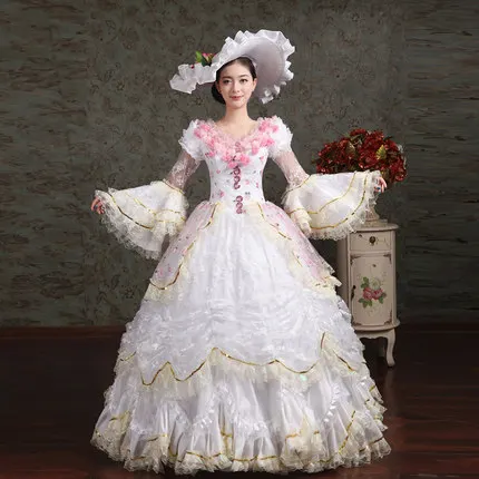 Vintage Women Renaissance Marie Antoinette Rococo Baroque Cosplay Costume Dress