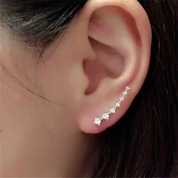 2024 New Fashion Geometry Crystal Stud Earrings for Women Simple Golden Color Wedding Party Sweet Korean Jewelry geometry