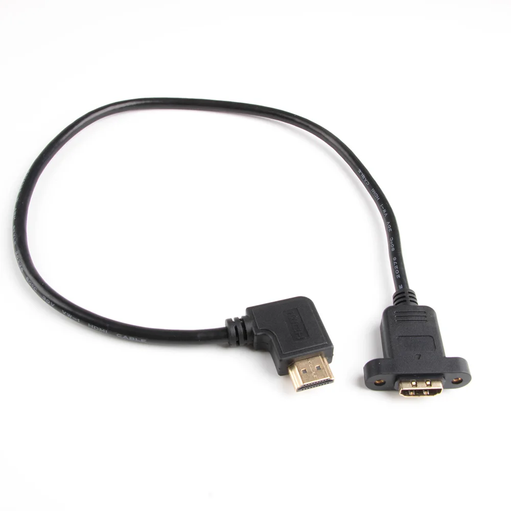 90 Degree Left Right Up Down Angled HDMI 19p 1.4 male to Female extension cable with Screw Hole Can Lock Panel Mount Cable