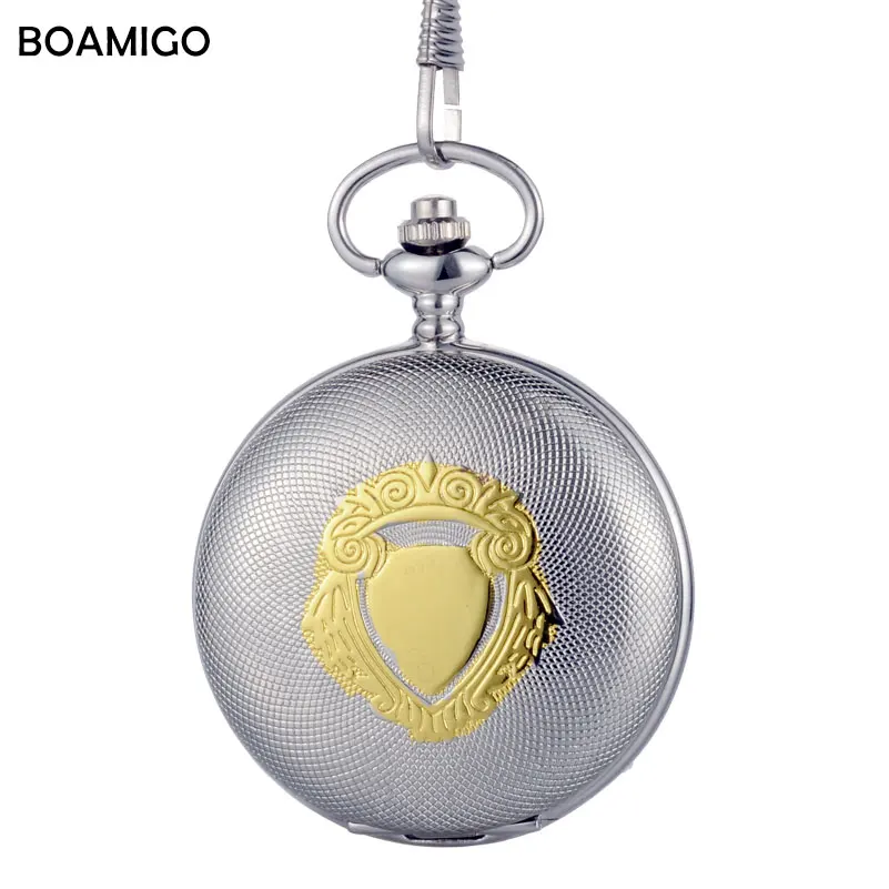 Reloj Mecánico de bolsillo para hombre, pulsera de mano masculina con diseño de esqueleto y números romanos, con pantalla analógica, cadena de plata, regalo de BOAMIGO