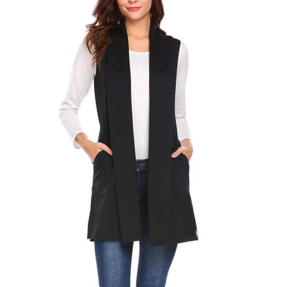 Stylish Bar Women Shawl Pocket Vest Open Stich Coat Jacket Vest Irregular Sleeveless Knit Bat Shirt Cardigan Female Feminino New